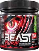 3VS Nutrition Pré-Workout Beast Burn 300g – Suplemento Pré-Treino Fórmula Única com Cafeína, Beta Alanina, L-Carnitina, Citrulina, Morosil® e Cúrcuma – 50 Doses 300gr Sabor Maça Verde