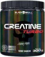 Creatine Turbo – sem sabor - Pote 300g - Black Skull - Suplementação para Treino, Performance, Ganho Muscular, Hipertrofia, Força e Resistência