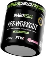FTW Pré-Treino Diabo Verde em Pó com Cafeína, Aminoácidos Beta‑Alanina e Arginina para Treinos e Atividades Físicas - Pote 300 g (Algodão Doce)