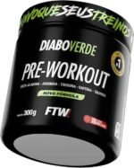 FTW Pré-Treino Diabo Verde em Pó com Cafeína, Aminoácidos Beta‑Alanina e Arginina para Treinos e Atividades Físicas - Pote 300 g (Frutas Vermelhas)