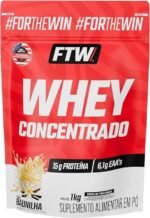 FTW Whey Concentrado com Proteína Concentrada WPC, Suplemento Alimentar em Pó com 15g de Proteína por Porção, Rico em Aminoácidos Essenciais, Sem Glúten – Refil 1KG (Baunilha) - Imagem 3