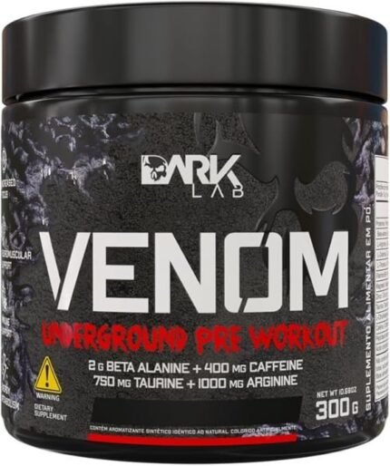 Pré-Treino Venom Underground Dark Lab 300g, Maçã Verde, Estímulo Físico e Mental