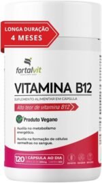 Vitamina B12 Ativa (metilcobalamina) Longa Duração 4 Meses de Uso, Cápsulas Vegana, 120 Cápsulas,Fortalvit